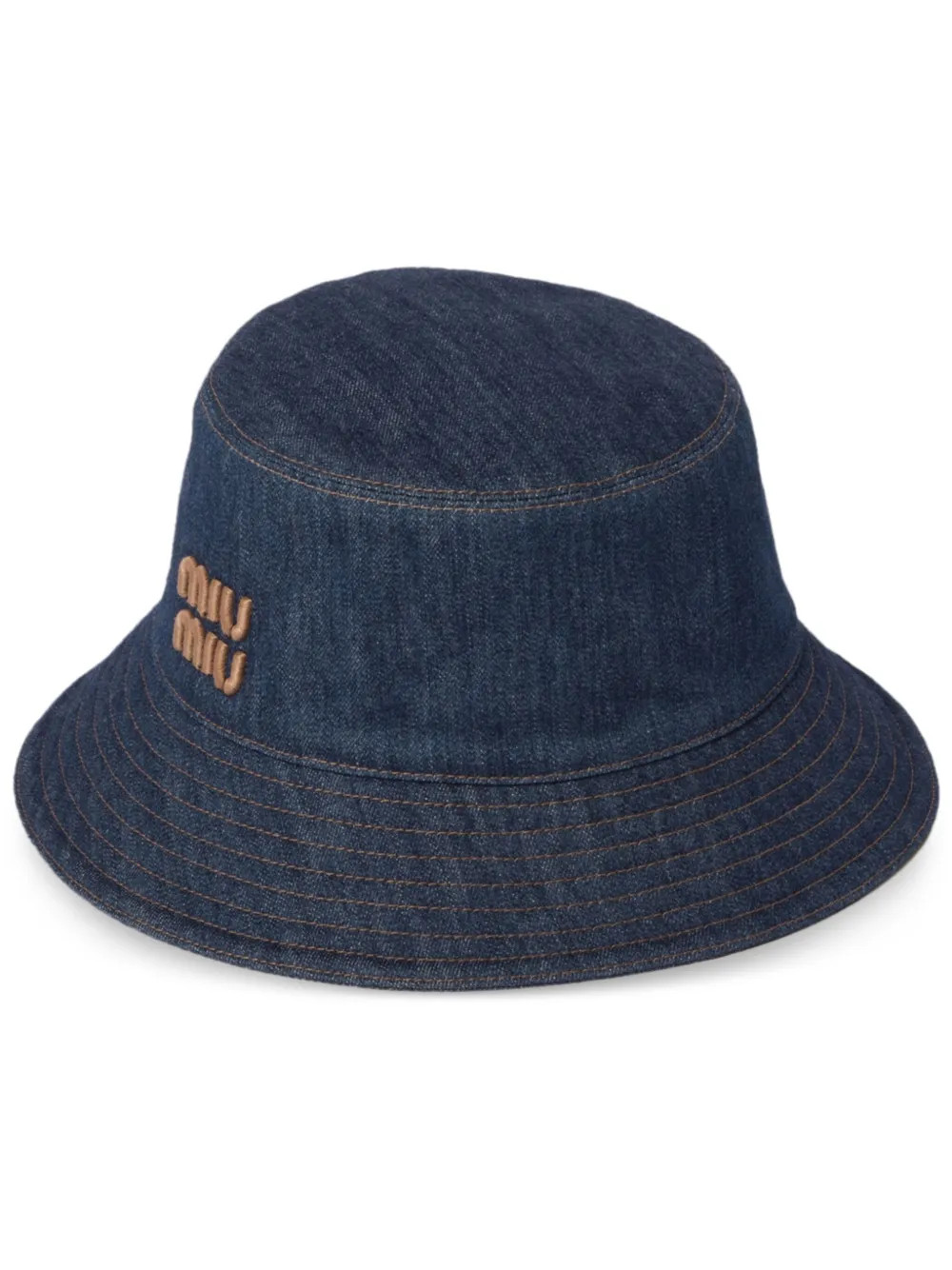 Miu Miu logo-embroidered Denim Bucket Hat - Farfetch | Farfetch Global