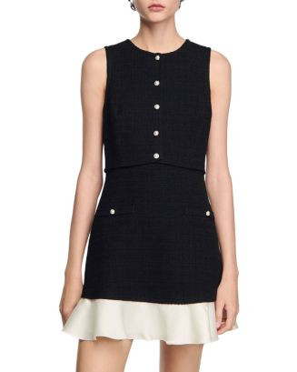 Sandro Two Tone Tweed Short Dress  | Bloomingdale's Women | Bloomingdale's (US)