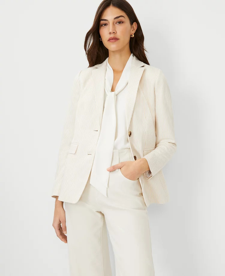 The Petite Greenwich Blazer in Striped Twill | Ann Taylor (US)