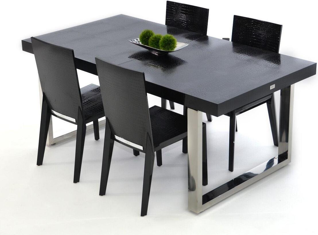 Homeroots Black Crocodile Lacquer Mdf Dining Table With Stainless Steel Legs | 1stopbedrooms