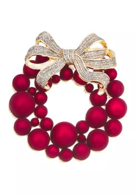 Napier Gold Tone Red Ribbon Bow Pin | Belk