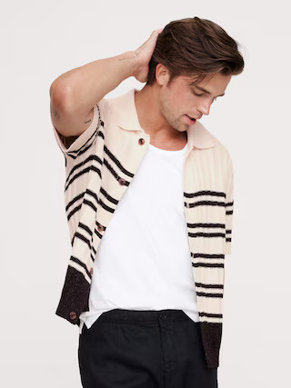 Cotton-Linen Resort Sweater PoloCotton-Linen Resort Sweater Polo$120.00 $64.99Image of 5 stars, 4... | Banana Republic (US)