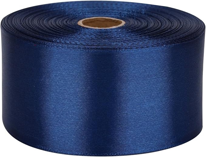 2 inch Deep Blue Satin Ribbon 50 Yards Solid Fabric Ribbons Roll for Gift Wrapping, Satin Wedding... | Amazon (US)