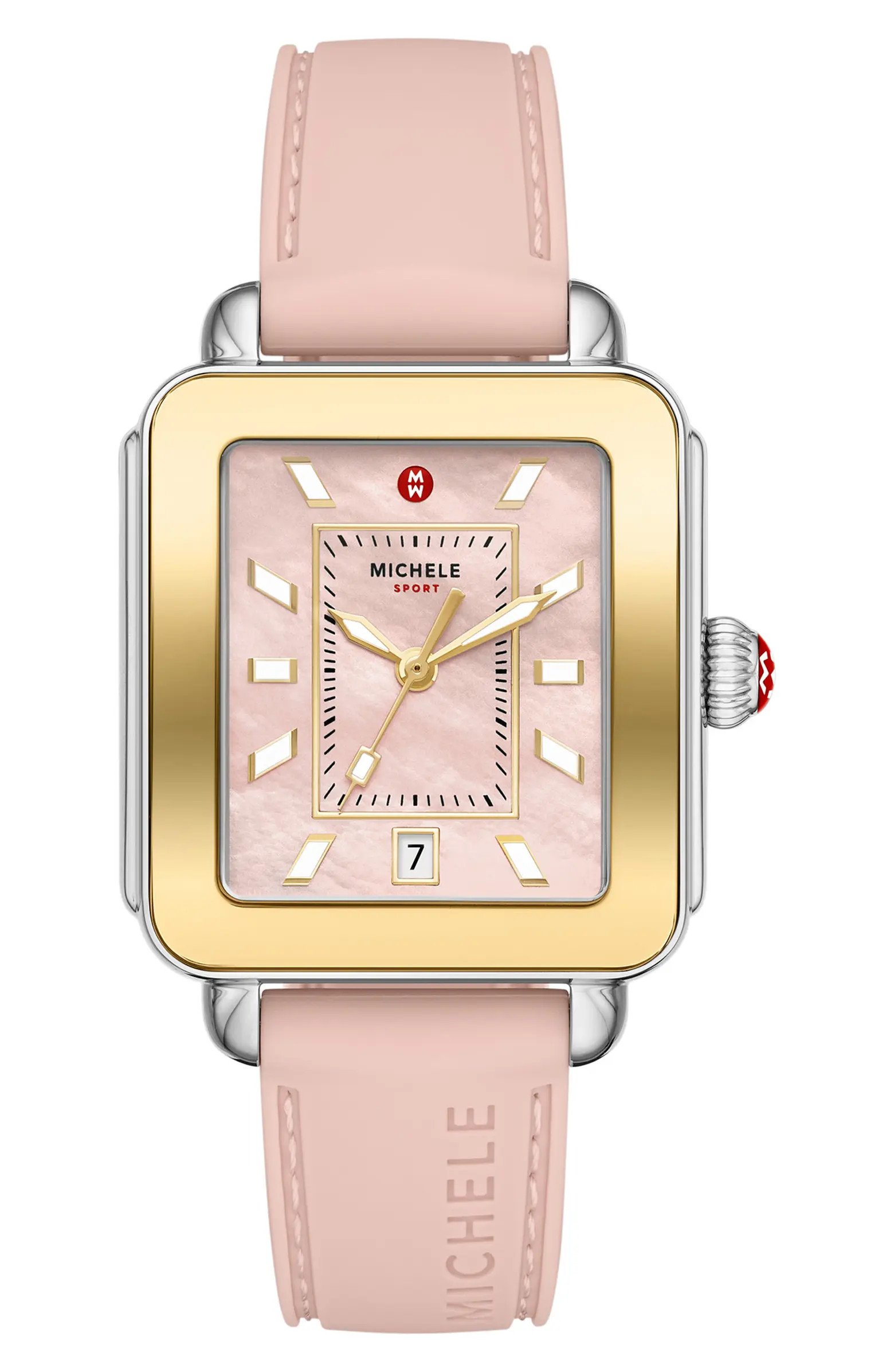 MICHELE Deco Sport Silicone Strap Watch, 34mm x 36mm | Nordstrom | Nordstrom