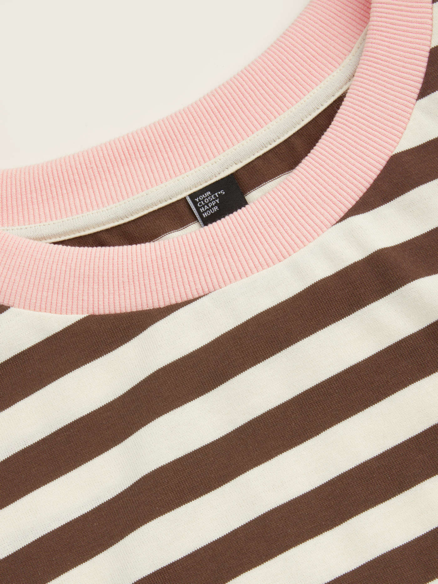 SELLING OUT SOON Cotton-blend Round Neckline Stripe Tee Curve & Plus $27.90 | Cider