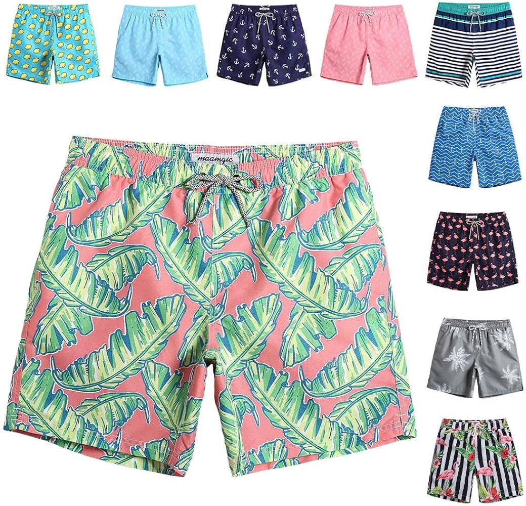 maamgic Mens Swim Trunks 7 Inch Quick Dry Printed Short with Mesh Lining Swimwear Bathing Suits | Amazon (US)