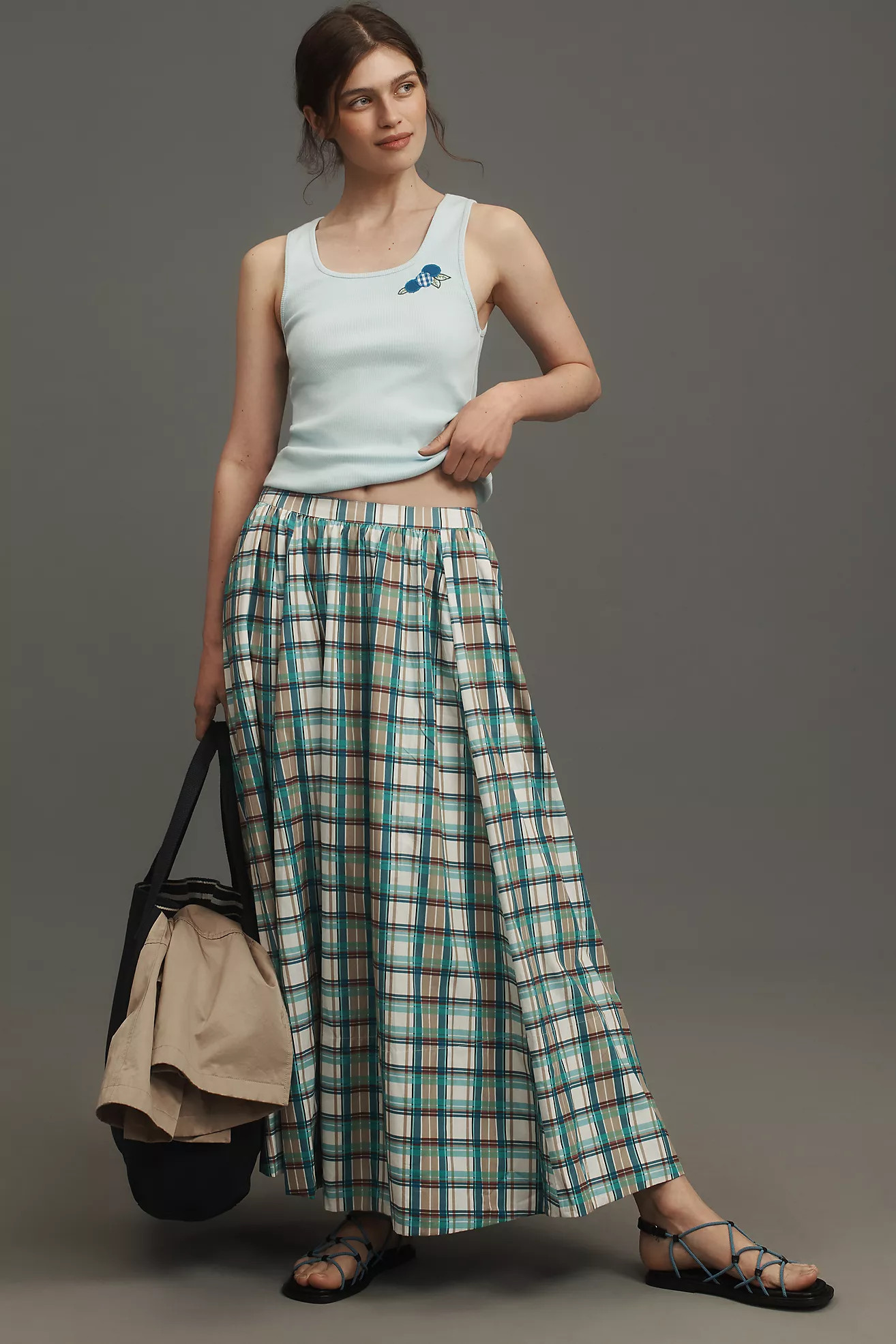 The Jacie Poplin Printed Midi Skirt by Maeve | Anthropologie (US)