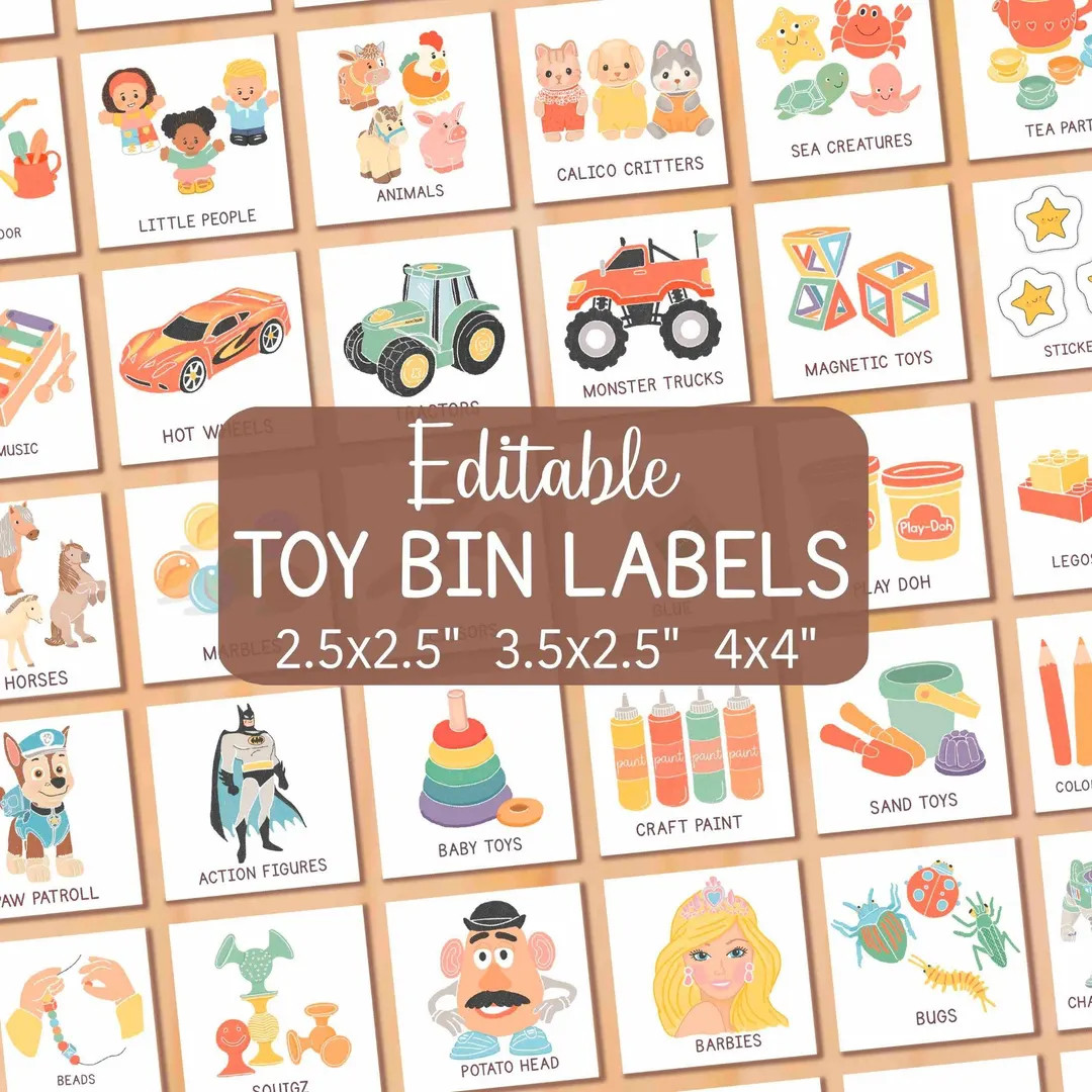 Toy Bin Labels Editable Storage Box Organization Playroom Classroom Daycare Kindergarten Preschoo... | Etsy (US)