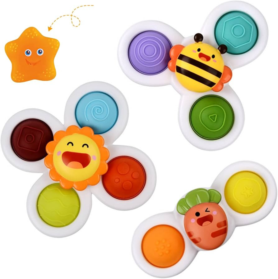 YIFOV Suction Cup Sensory Toys - Baby Bath Toys with Suction Cup Silicone Flipping Board Travel T... | Amazon (UK)