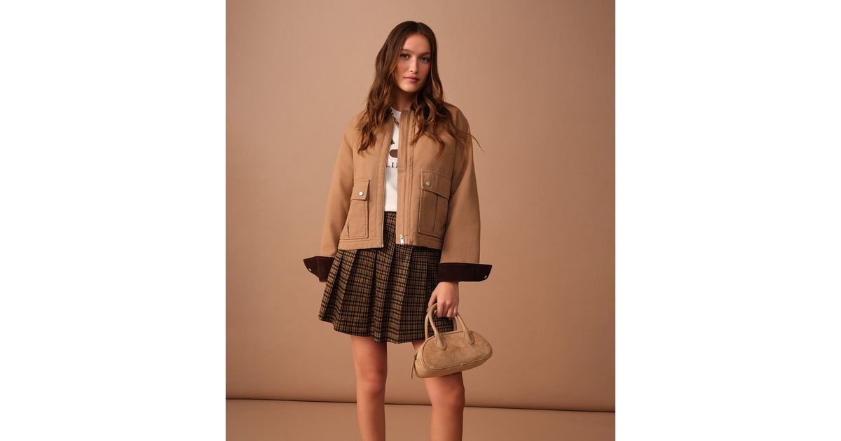 Brown Check Pattern Pleated Mini Skirt | New Look | New Look (UK)