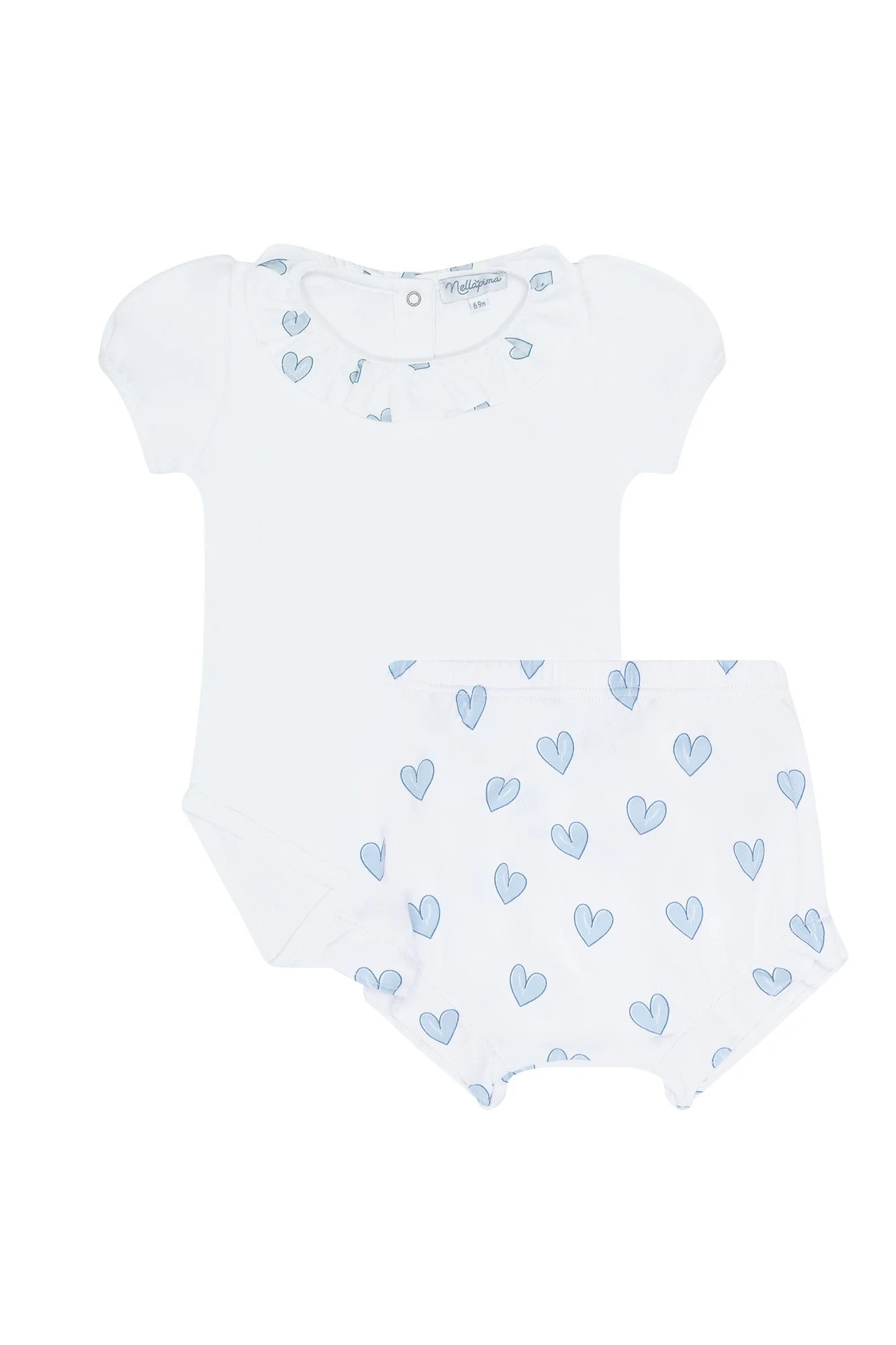 Blue Heart Print Onesie Set Blue / 6 - 9M | EMILIA GEORGE®