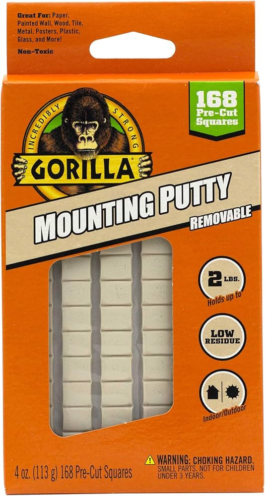 Gorilla Mounting Putty, Natural Tan Color, 168 Pre-Cut Squares (Pack of 1) - Non-Toxic Removable ... | Amazon (US)
