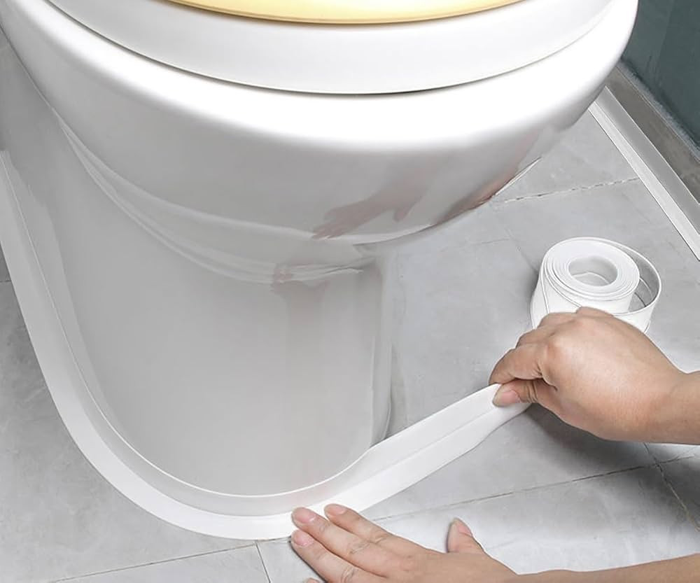 White Caulk Tape Waterproof Self Adhesive, Toilet & Bathtub Sealant Strip, Peel & Stick Caulking ... | Amazon (US)