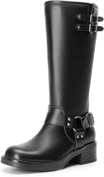 DREAM PAIRS Women's Moto Knee High Boots | Amazon (US)