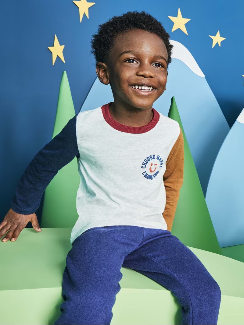 Garanimals Toddler Boys Colorblocked Ringer Graphic Tee with Long Sleeves, Sizes 18M-5T - Walmart... | Walmart (US)