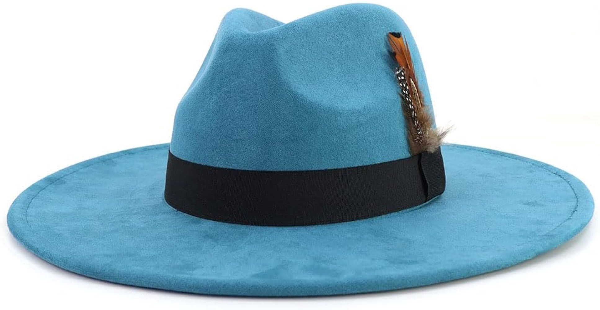 LIDHAY Big Wide Brim Fedora Hats for Women Men Western Suede Hat Panama Hat Outdoor Hats | Amazon (US)