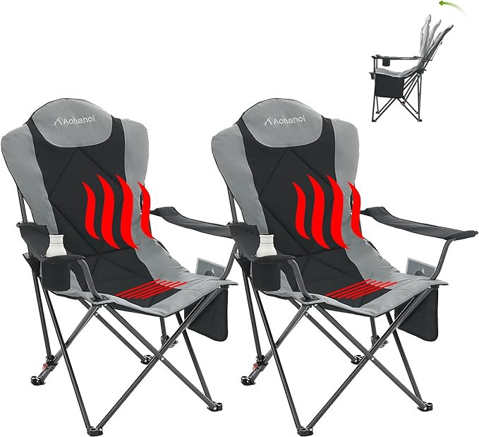 Aohanoi Heated Camping Chair, Camp Chairs for Heavy People with Adjustable Angled Backrest, Outdo... | Amazon (US)