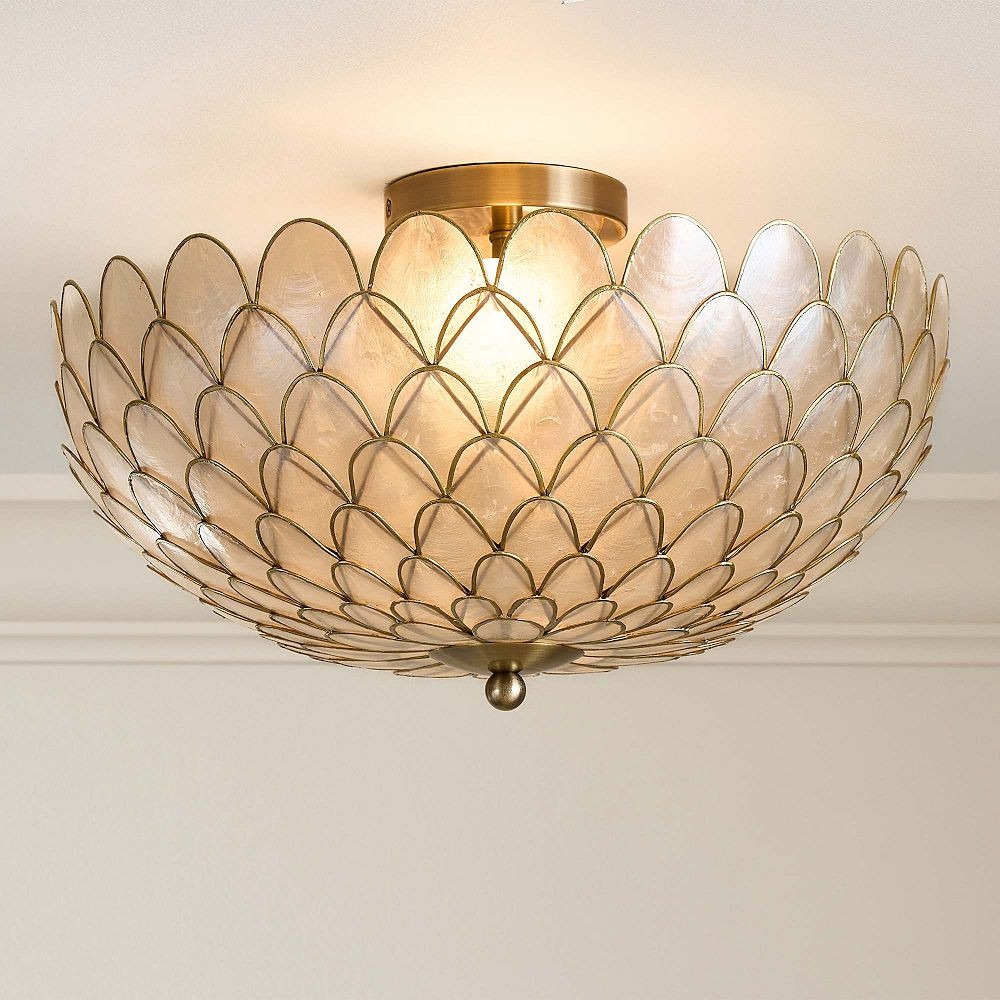 Gold Scallop Capiz Flush Mount (19") | Pottery Barn Teen