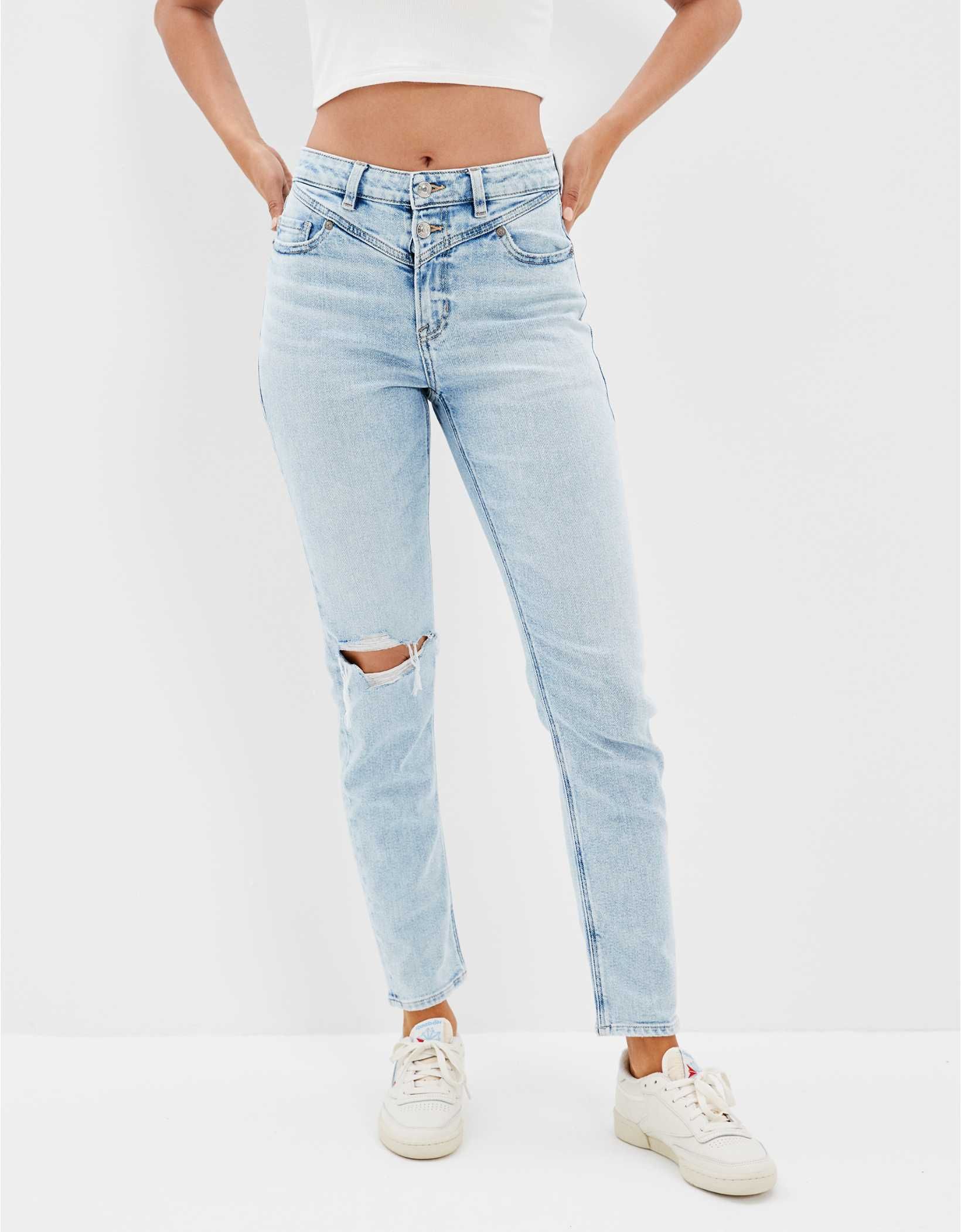 AE Stretch Ripped Mom Jean | American Eagle Outfitters (US & CA)