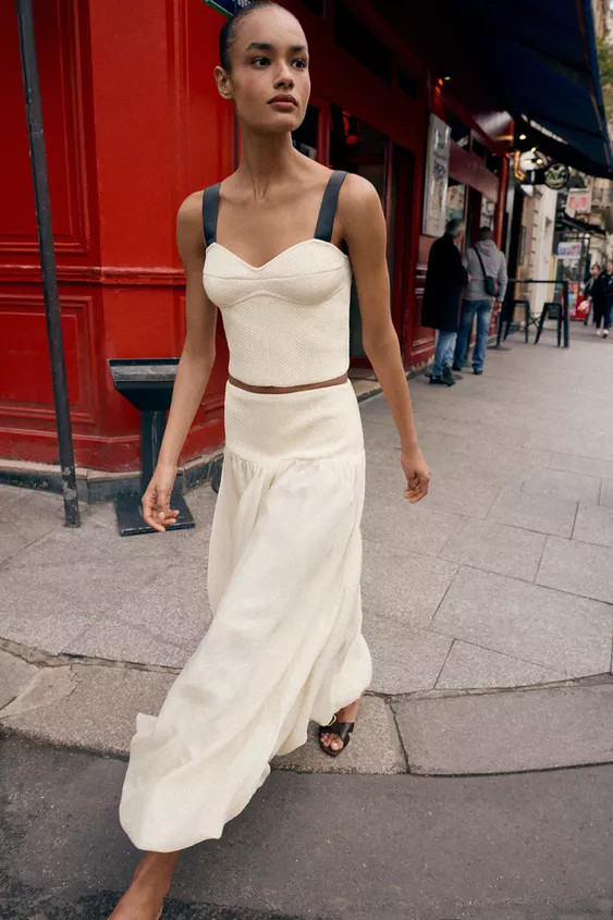 CONTRAST STRAP KNIT CROP TOP | Zara US