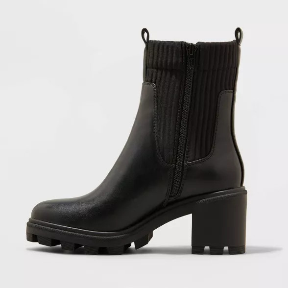 Women's Natasha Lug Soled Sock Boots - A New Day™ Black | Target