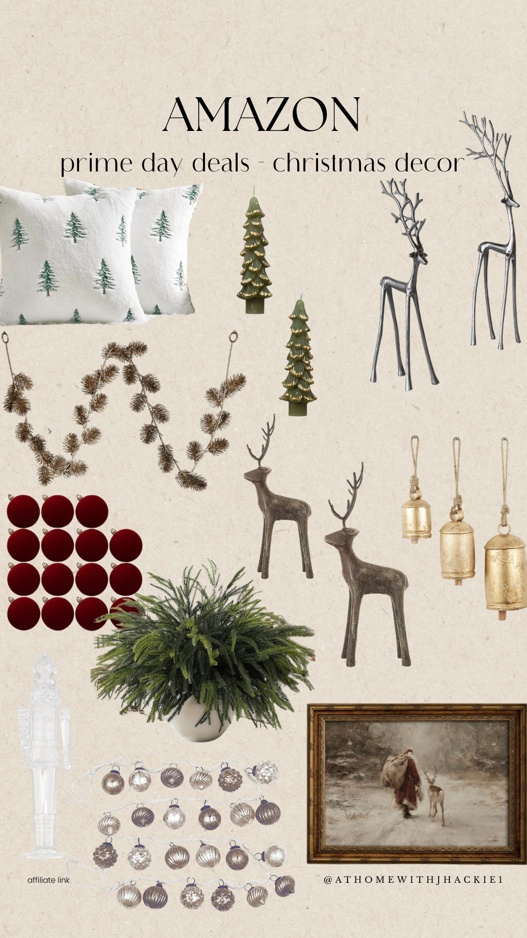 Amazon Christmas decor, Prime Day Christmas deals, Amazon Christmas decorations, Christmas decor deals, traditional Christmas decor, vintage Christmas decor, cozy Christmas decor, Christmas pillow covers, Christmas garland, Christmas ornaments, velvet Christmas ornaments, Christmas bells decor, brass bells, reindeer Christmas decor, tabletop Christmas trees, Christmas greenery, Christmas art prints, neutral Christmas decor, classic Christmas decorations, Amazon holiday finds, Christmas home decor ideas 

 #LTKSeasonal #LTKHome