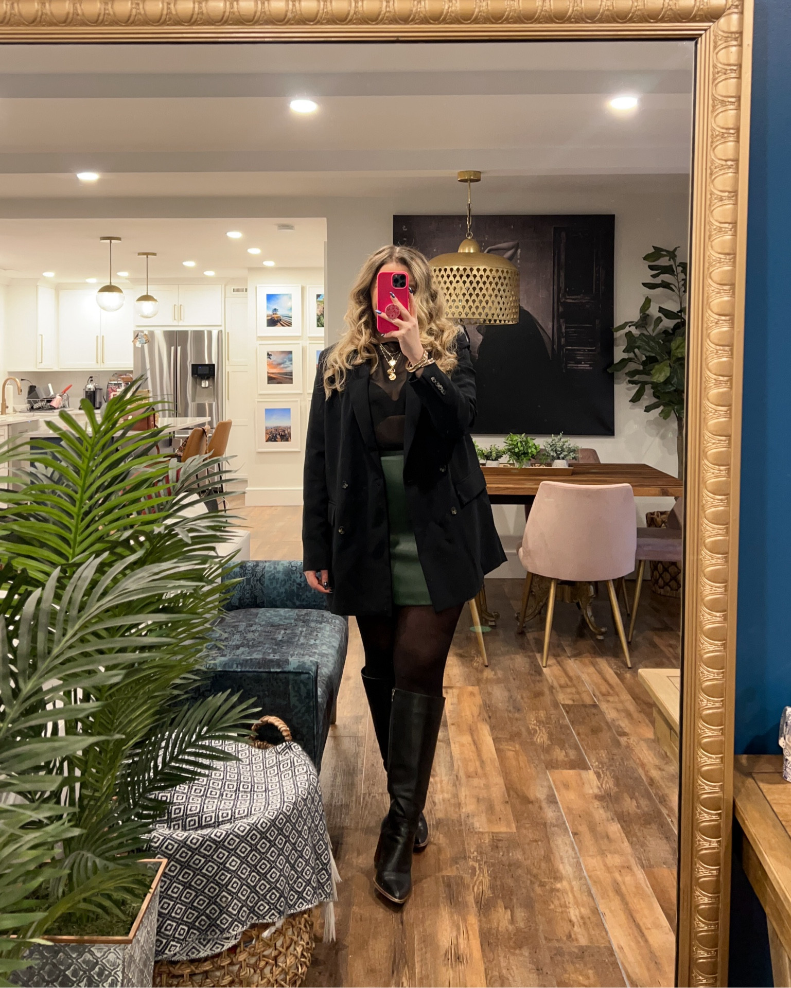 Faux leather skirt wearing a 12 / black oversize blazer wearing a large

#LTKSeasonal #LTKstyletip #LTKmidsize