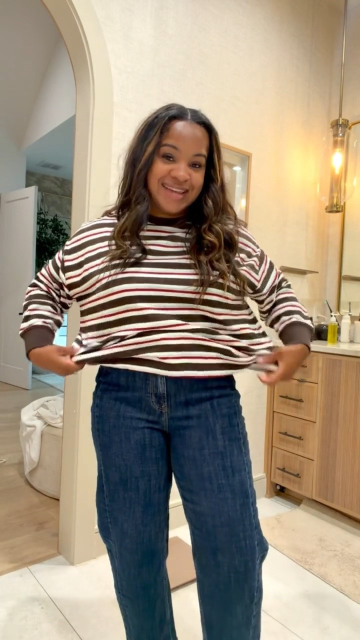 Run don’t walk to get your hands on this striped tee from @Target 🤎 It’s $18 and I have it paired with my favorite barrel jeans. Wearing a size M in top and comes in multiple colors!

#LTKootd #LTKdayinmylife #LTKmomlife