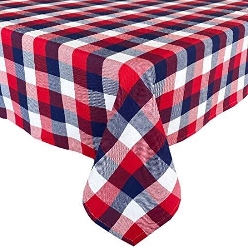Newbridge American Rustic Red, White and Blue Plaid Cotton Weave Fabric Tablecloth, Indoor Outdoo... | Amazon (US)