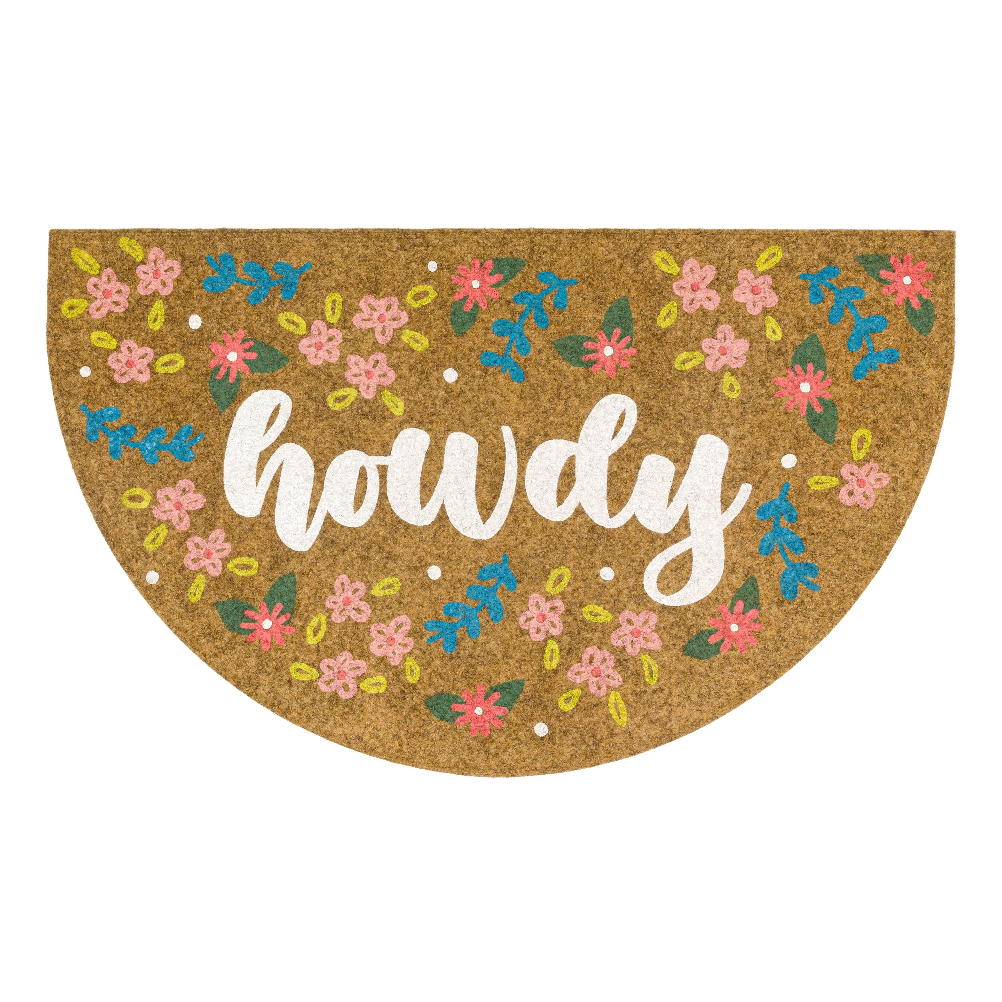 Howdy Floral All Weather Moisture Absorbent Low Pile Slice Doormat, Tan, 18" x 30" | Walmart (US)