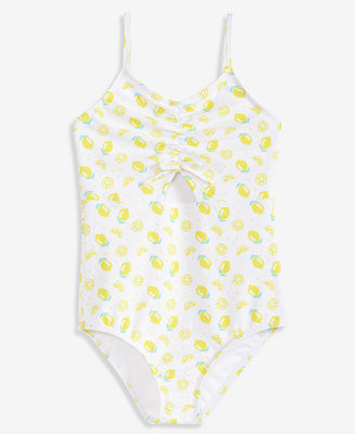 Girls' XS-XL Lemon-Print Cutout One-Piece Swimsuit | Macy's