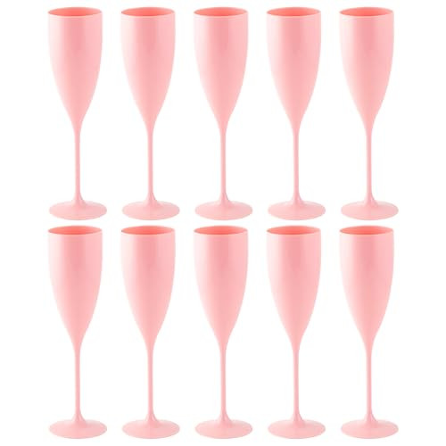 GRUPO MIRANDINHA 10 Acrylic Champagne Flutes Wedding Champagne Flutes Mr and Mrs Champagne Flutes 5.4 fl oz 160 ml (Baby Pink) | Amazon (US)