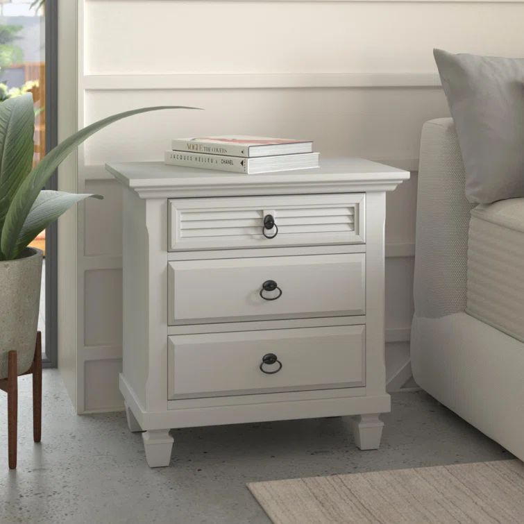 Onyx Winchester 3 Drawer Nightstand, White | Wayfair North America