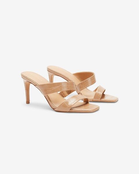 Textured Asymmetrical Double Band Slide Heels$54.60 marked down from $78.00$78.00 $54.60Price Ref... | Express