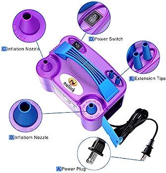 NuLink Electric Portable Dual Nozzle Balloon Blower Pump Inflation for Decoration, Party [110V~12... | Amazon (US)