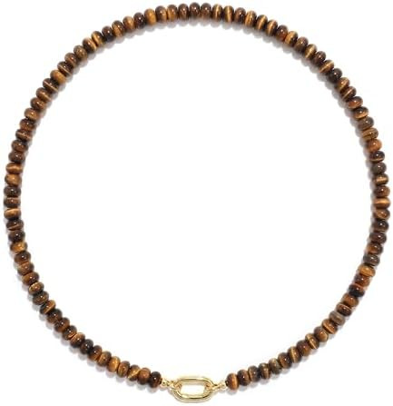 CONRAN KREMIX Colorful Stone Beaded Necklace for Women,Natural Gemstone Bead Choker Necklaces Boh... | Amazon (US)