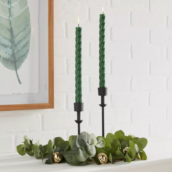 2pk Wax Decorative Holiday Rope Taper Candle - Threshold™ | Target