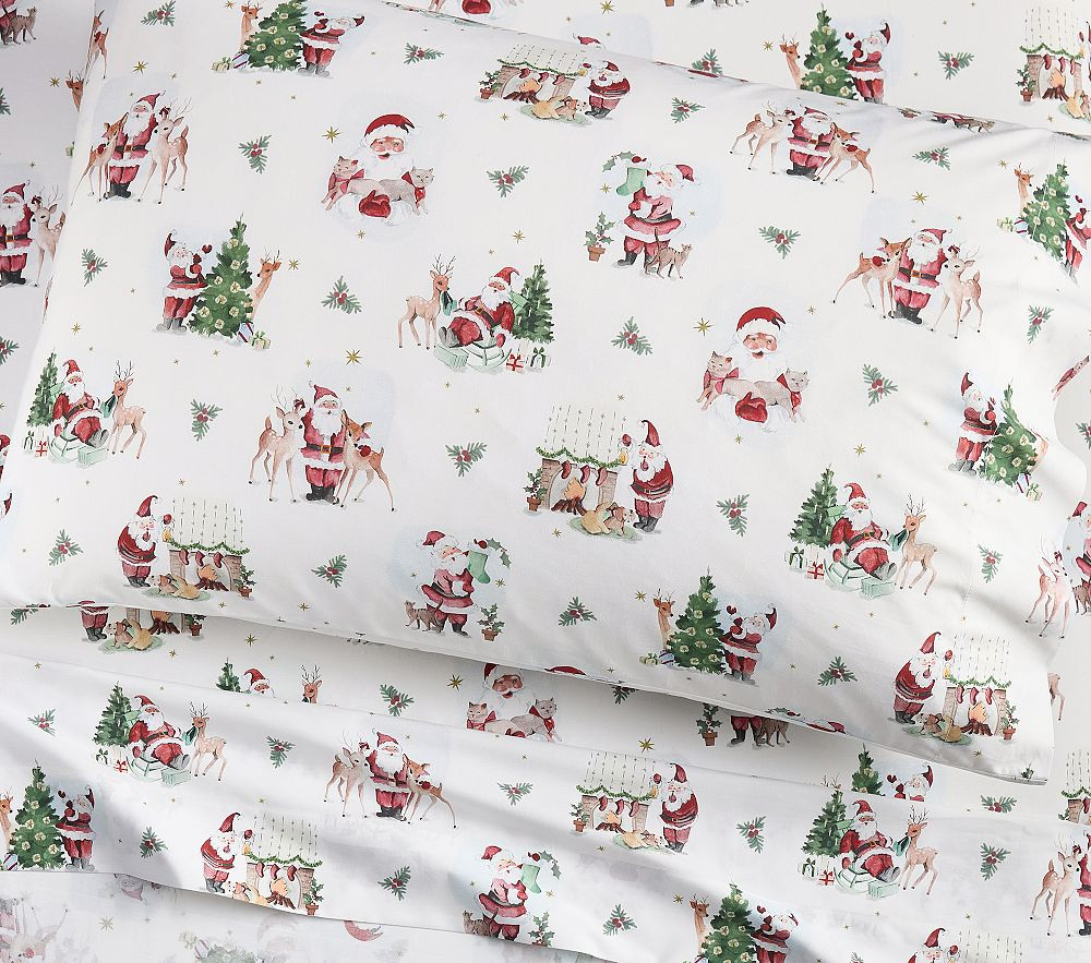Holly Jolly Santa Organic Sheet Set | Pottery Barn Kids