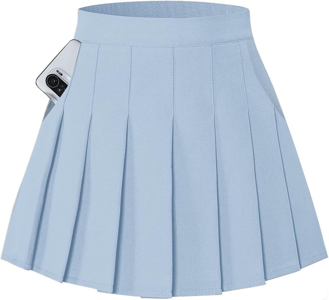 SANGTREE Girls Women's Pleated Skirt, Elastic Waist Uniform Skirt Plus Size, 2 Years - US 4XL | Amazon (US)