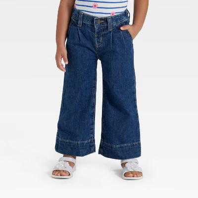 Toddler Girls' Pleated Denim Pants - Cat & Jack™ Dark Wash 18M | Target