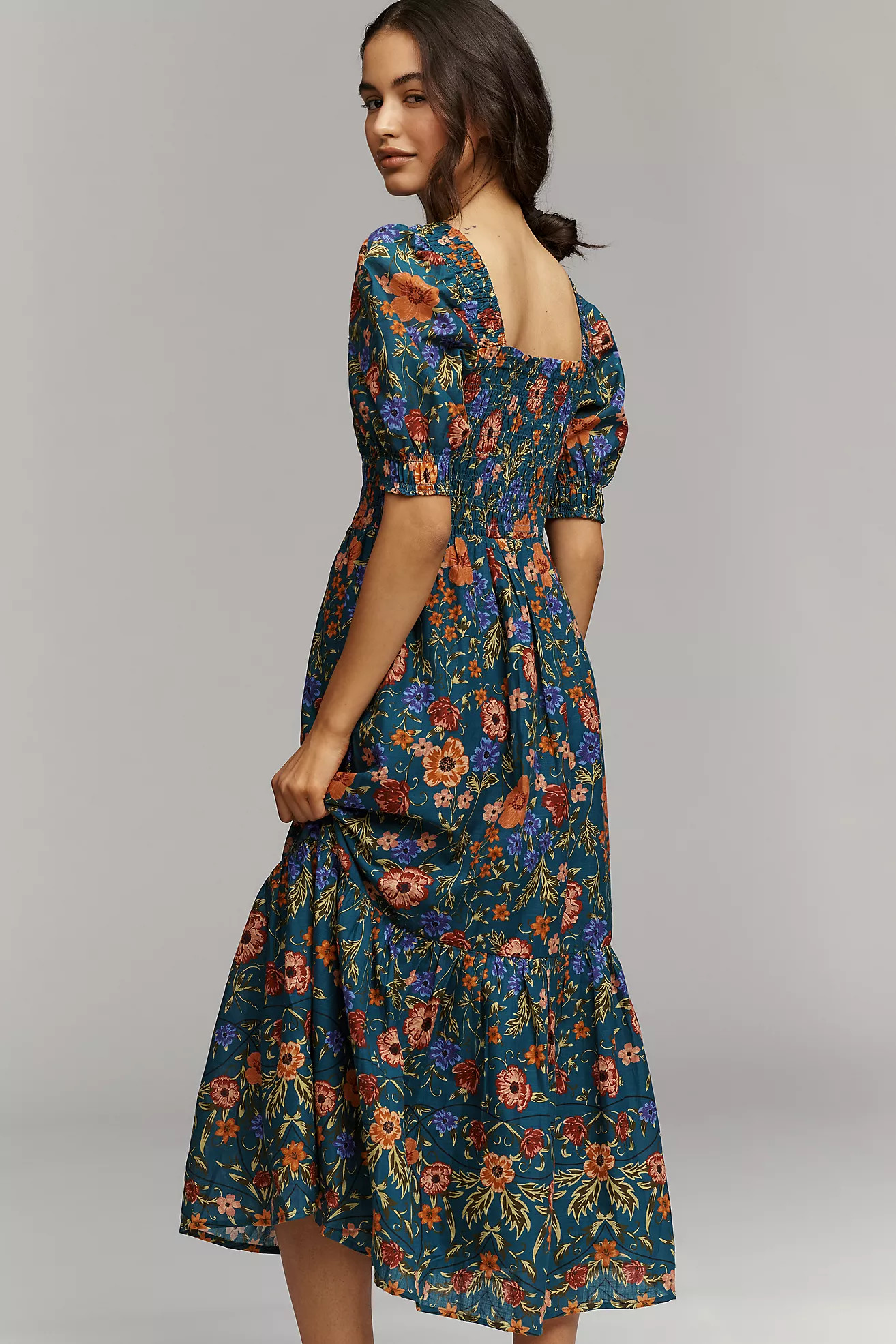 The Peregrine Cotton Puff-Sleeve Midi Dress | Anthropologie (US)