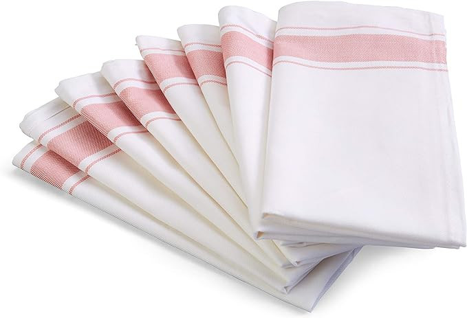 Kozy Kitchen Bistro Stripe Napkins, 100% Cotton 20-Inch by 20-Inch Napkin, Pink Or Blue Stripe Cl... | Amazon (US)