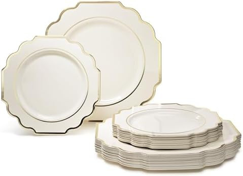 " OCCASIONS " 50 Plates Pack (25 Guests)-Heavyweight Wedding Party Disposable Plastic Plate Set -... | Amazon (US)
