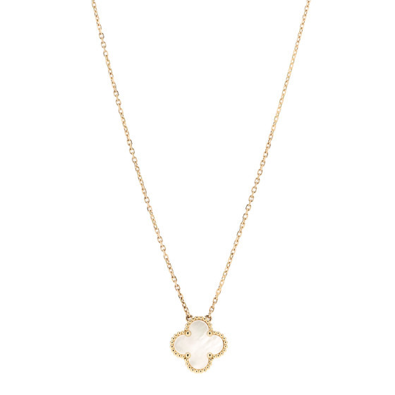 VAN CLEEF & ARPELS 18K Yellow Gold Mother of Pearl Vintage Alhambra Pendant Necklace | FASHIONPHILE (US)
