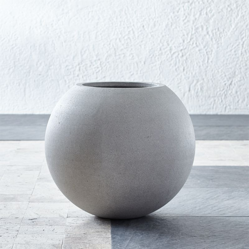 Sphere Small Light Grey Planter + Reviews | Crate and Barrel | Crate & Barrel