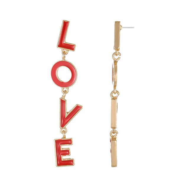 Way to Celebrate Valentine's Day Linear LOVE Earrings, 1 Pair - Walmart.com | Walmart (US)