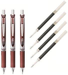 Pentel EnerGel Deluxe RTX Liquid Gel Ink Pen Set Kit, Pack of 3 with 4 Refills (0.7mm) (Brown) | Amazon (US)