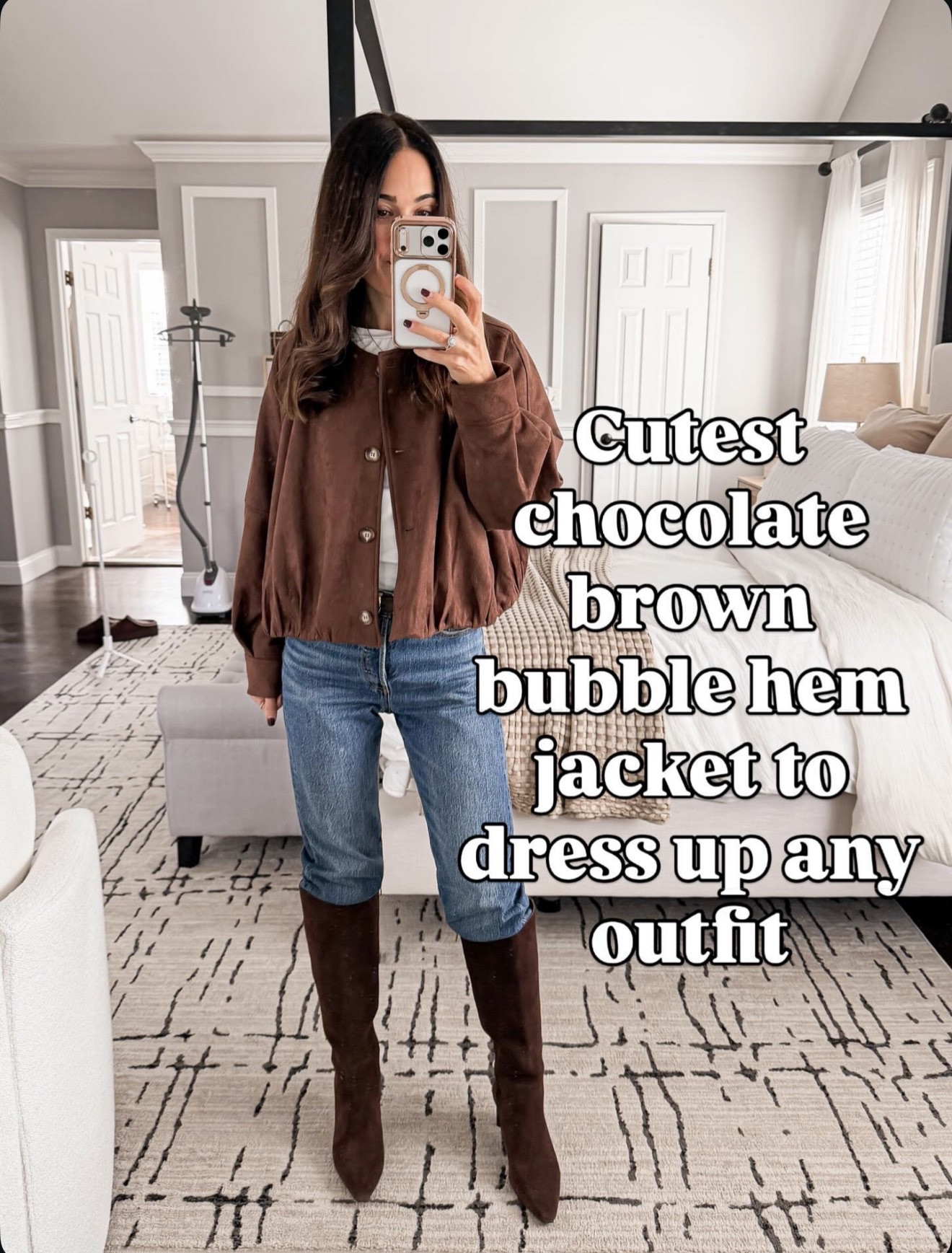 The cutest chocolate brown bubble hem jacket to dress up any outfit 🤎🔗⬇️

#LTKOver40 #LTKSeasonal #LTKHoliday