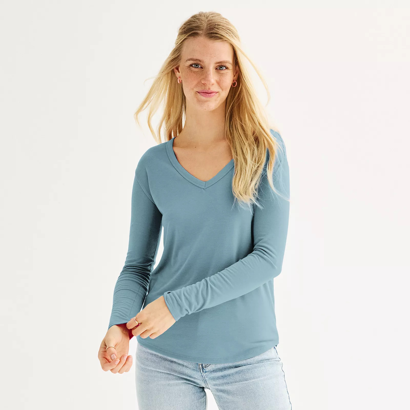 Juniors' SO® Long Sleeve V-Neck Tee | Kohl's