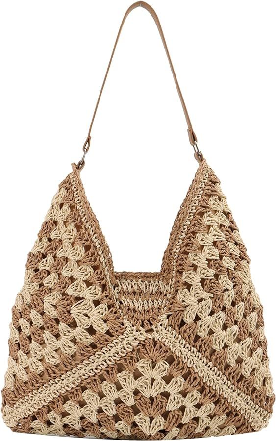 Fecialy Straw Hobo Bags for Women Everything Tote Bag Woven Shoulder Bag Designer Beach Bag Summe... | Amazon (US)